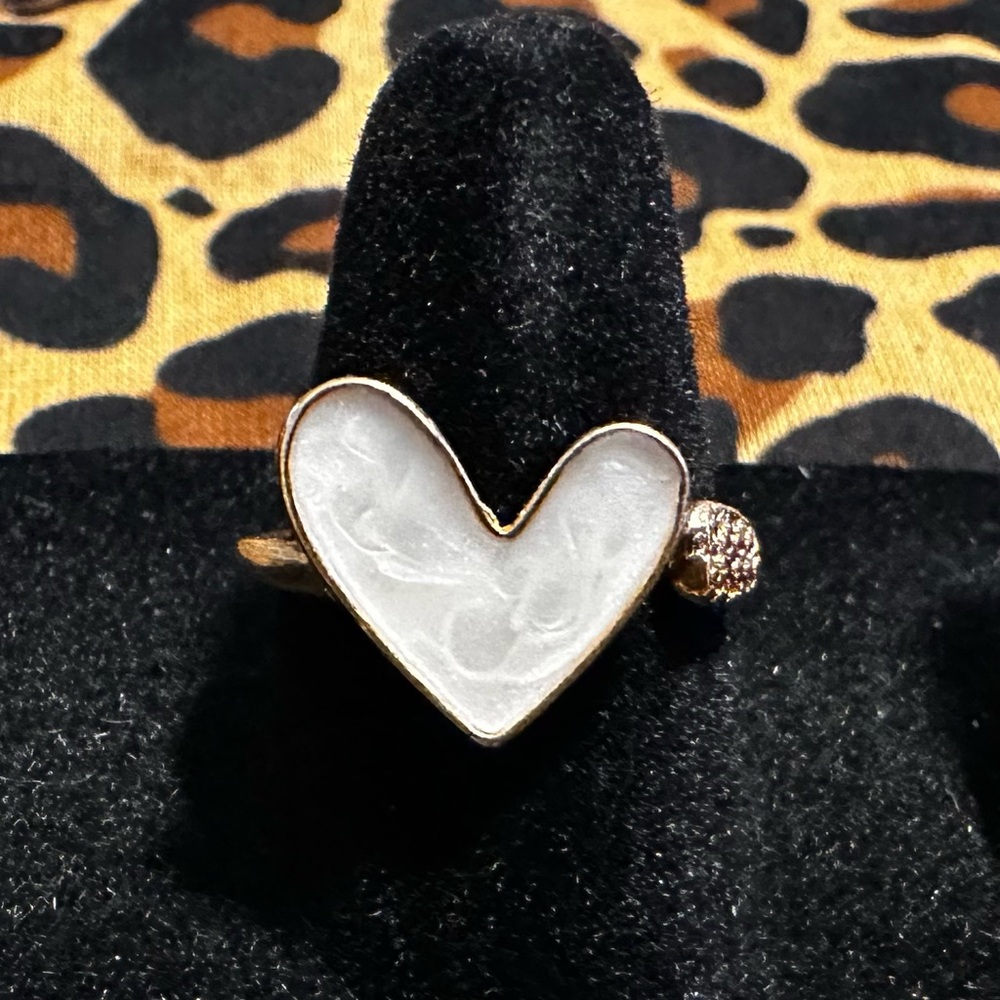 Gold and White Heart Ring